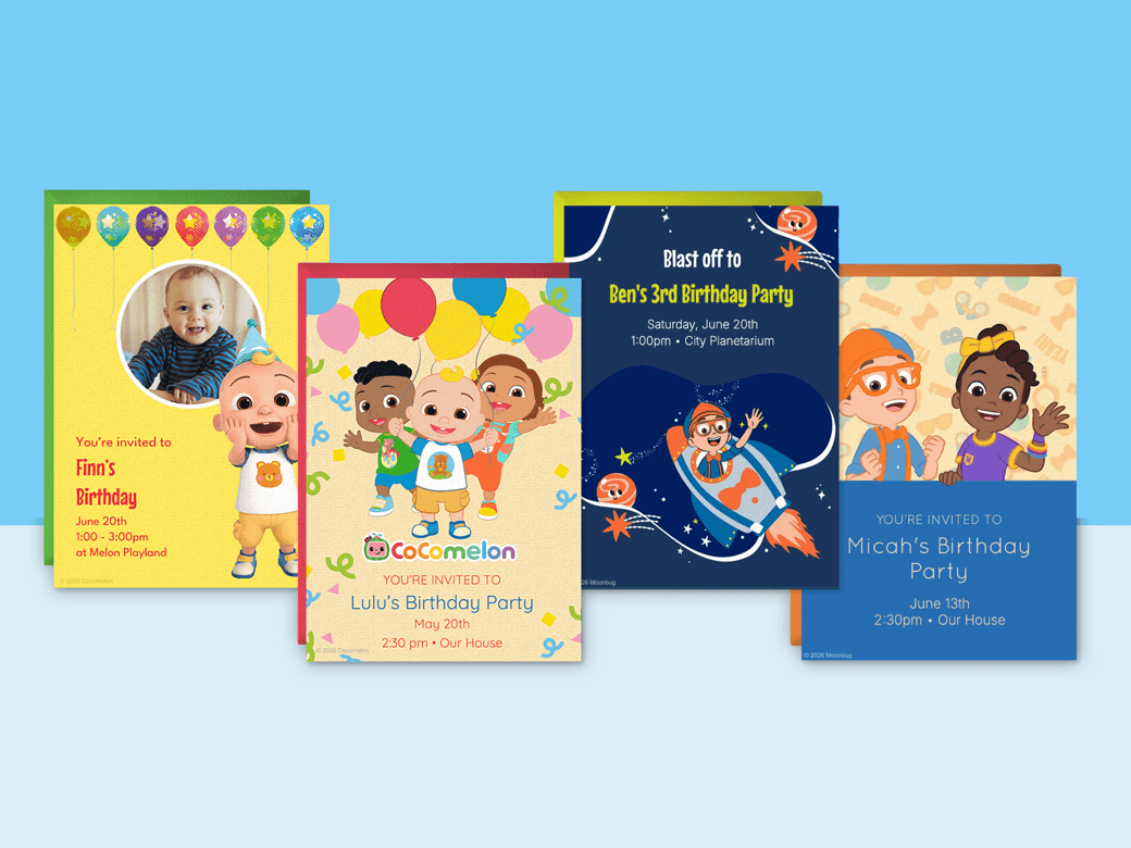 CoComelon & Blippi Online Invitations